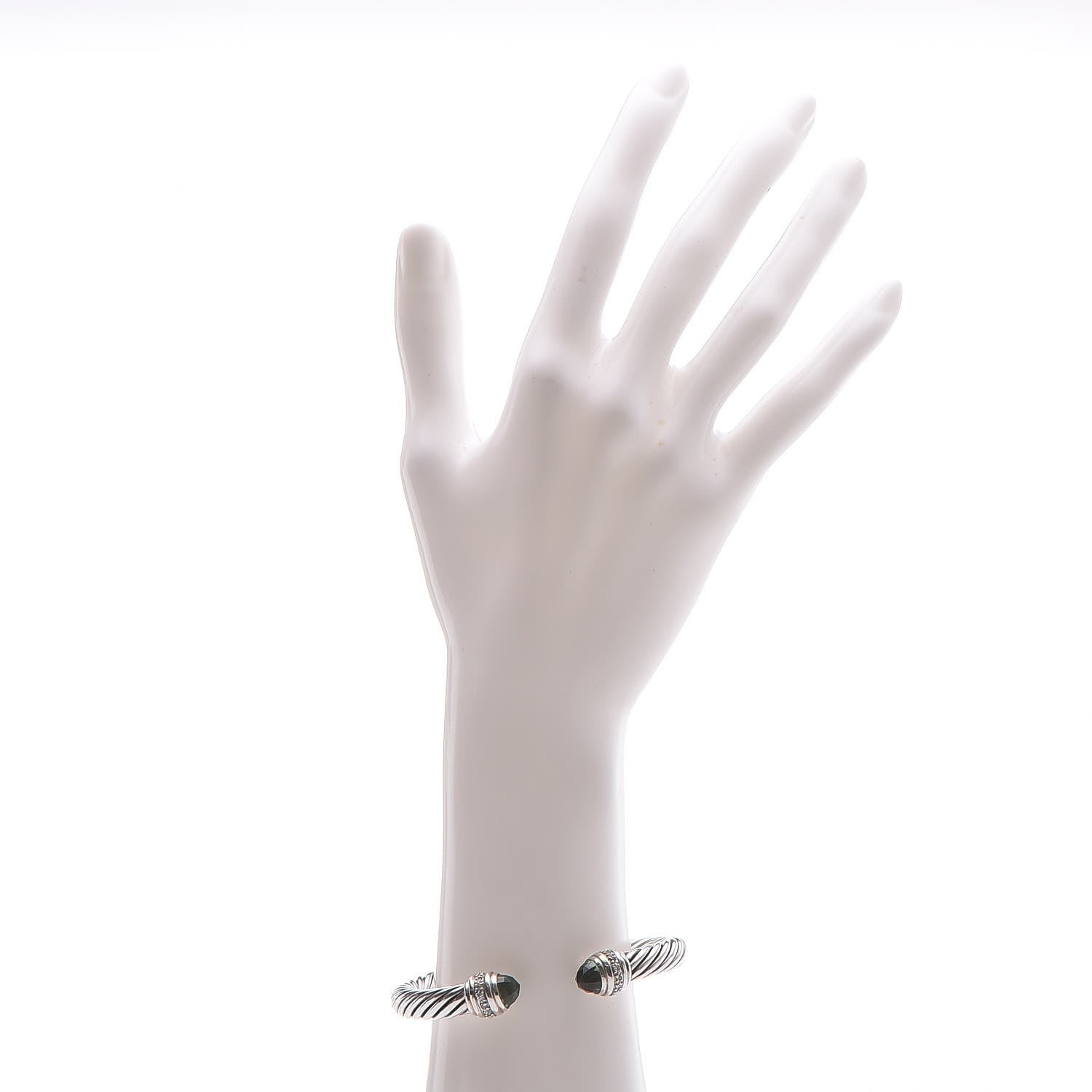 David Yurman Sterling Silver Diamond Prasiolite 7mm Cable Classics Bracelet 2 of 3
