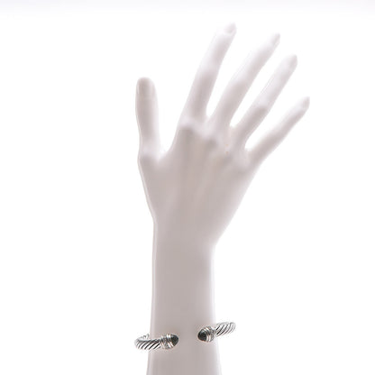 David Yurman Sterling Silver Diamond Prasiolite 7mm Cable Classics Bracelet 2 of 3