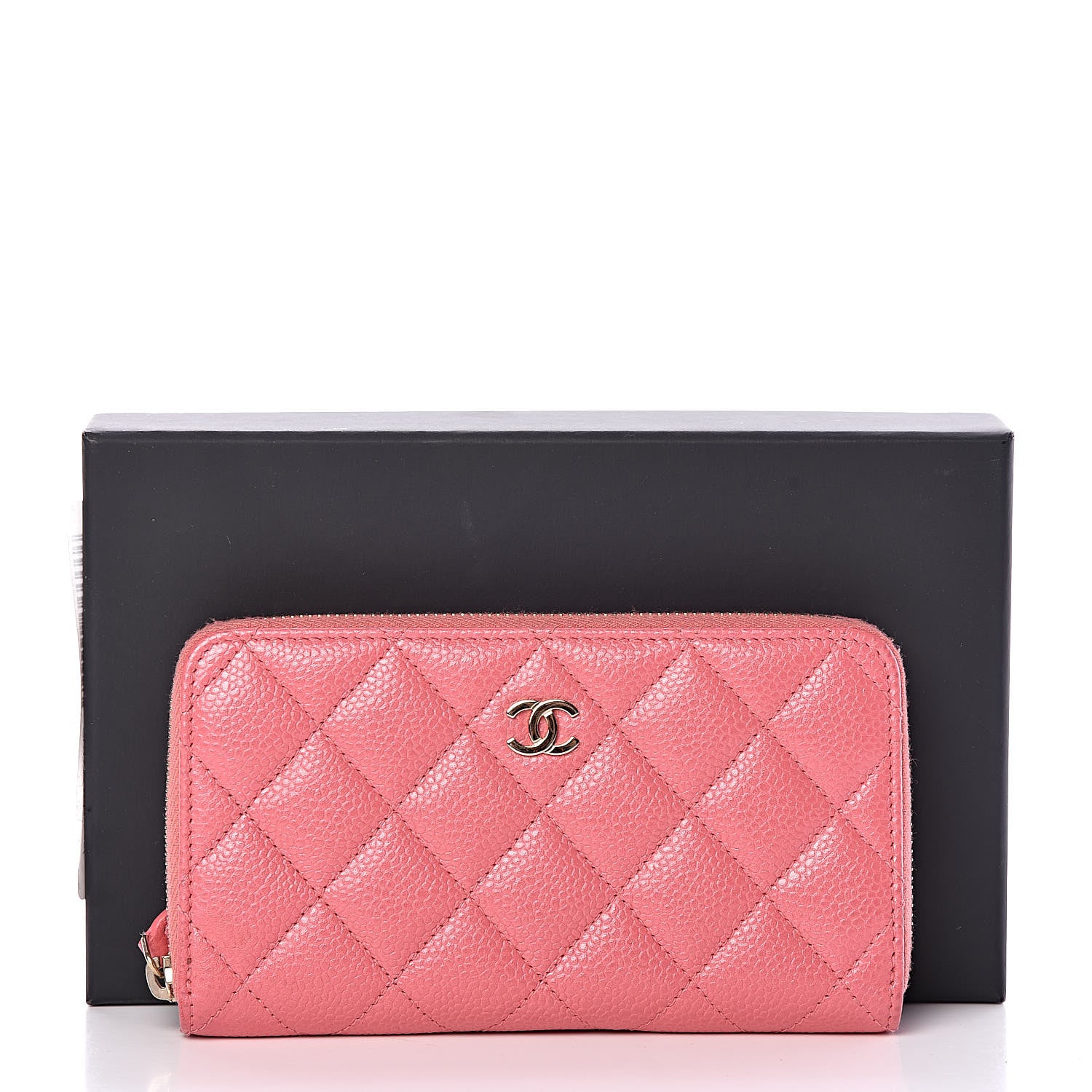 Chanel Iridescent Caviar Quilted Medium Zip Around Wallet Pink 9 of 12