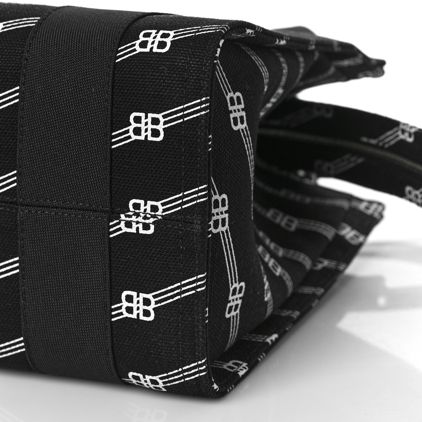 Cotton Canvas Diagonal BB Monogram Small Sharp Tote Black White