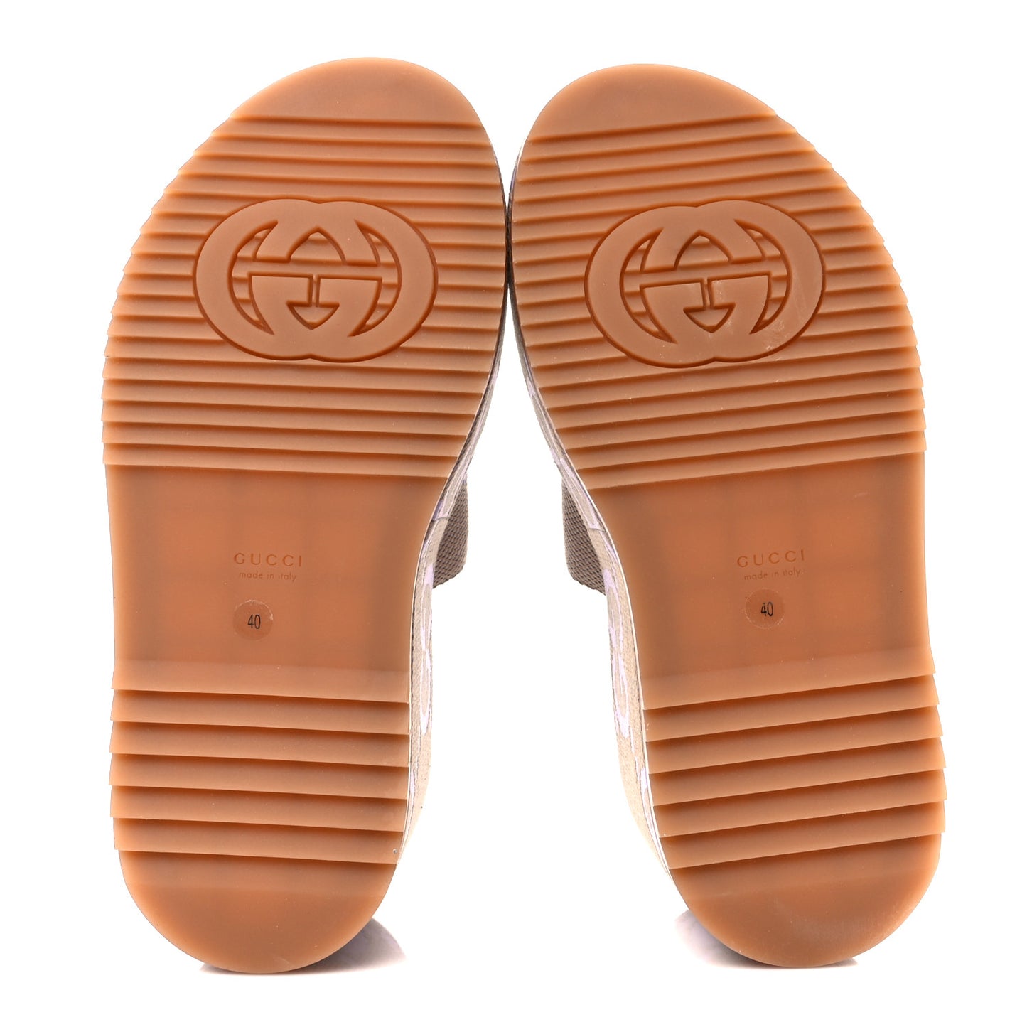 Monogram Jumbo GG Platform Slide Wedge Sandals 40 Beige Lapis