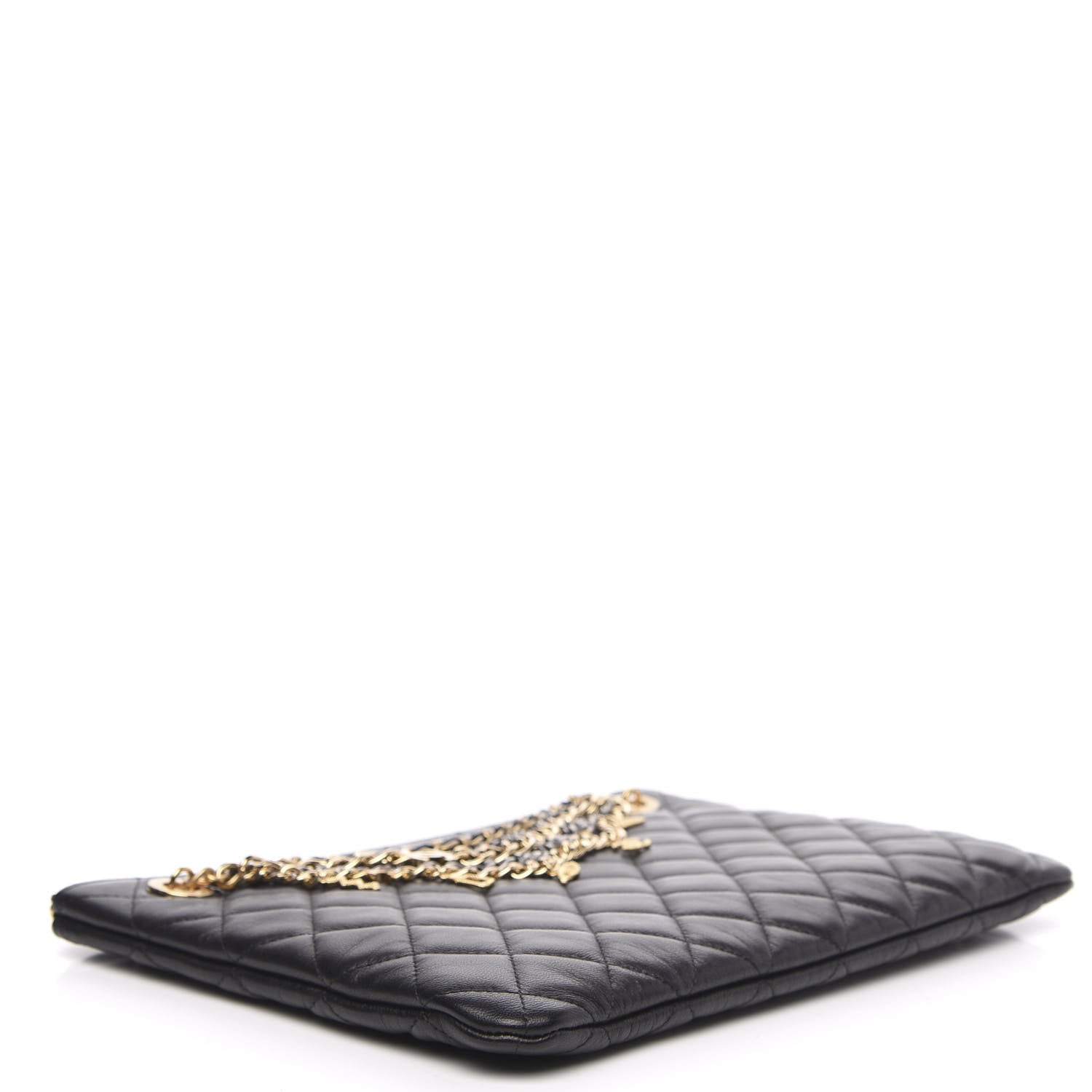Chanel Lambskin Quilted Egyptian Amulet Zipped Pouch Black 4 of 8
