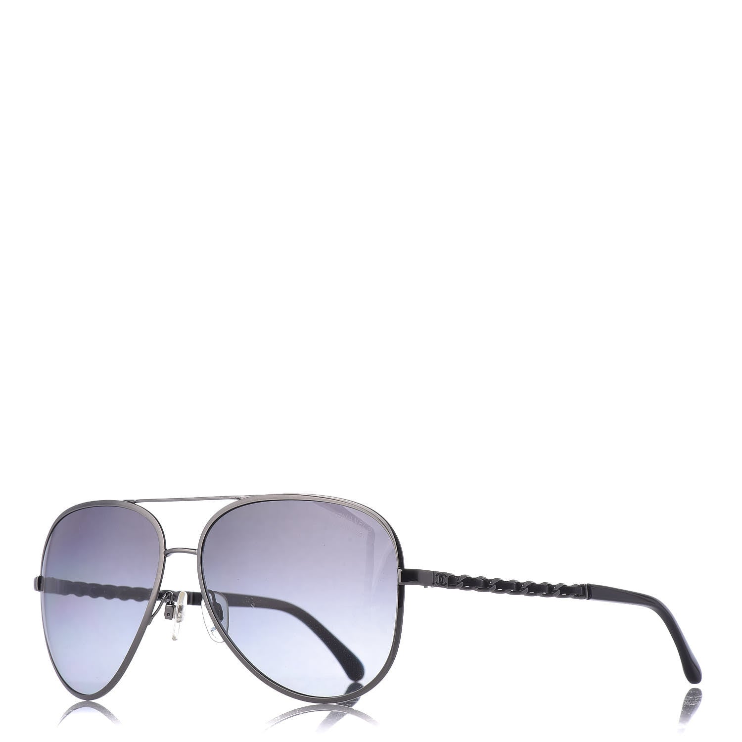 Chanel Lambskin Aviator Chain Sunglasses 4194-Q Black 1 of 7