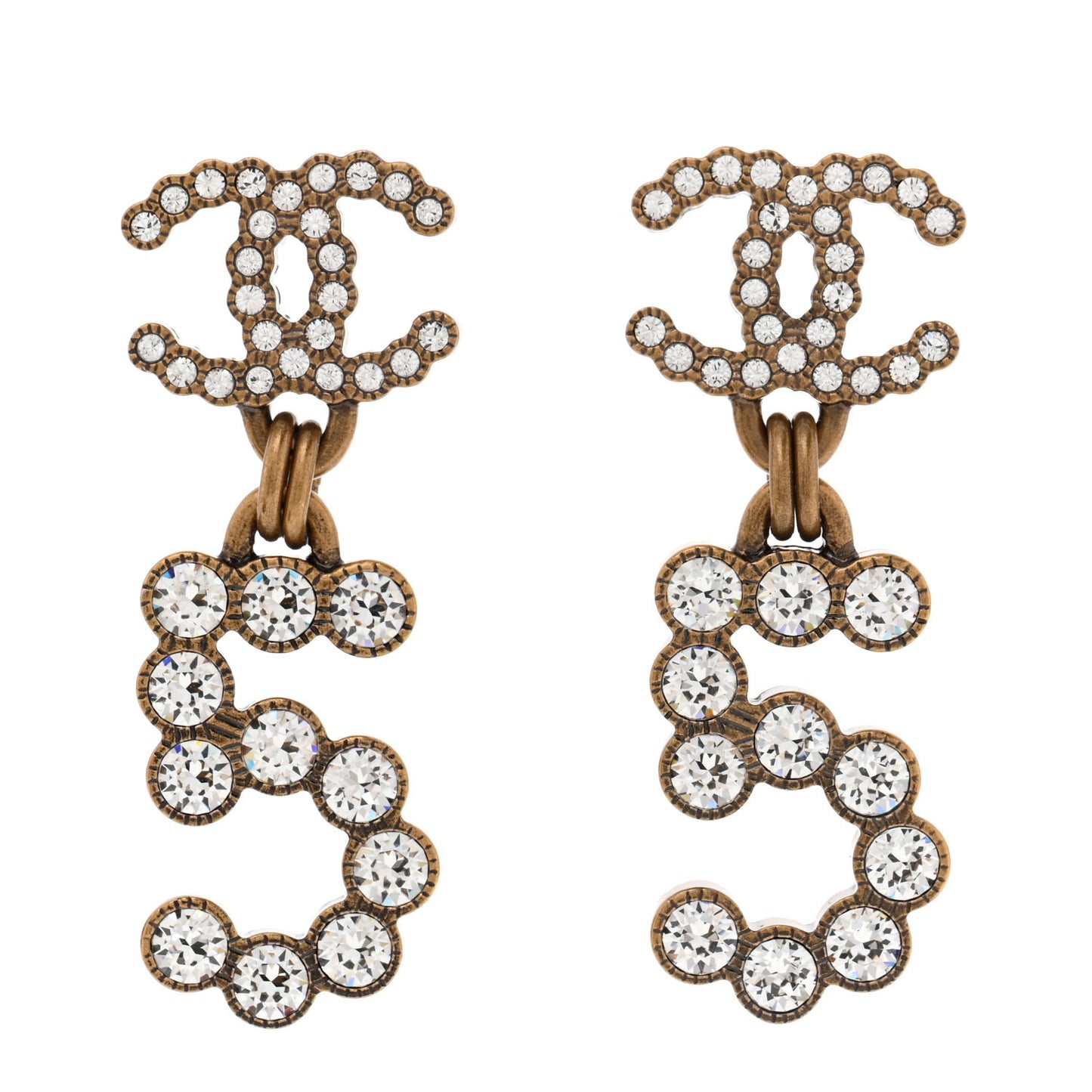 Metal Crystal City of Lights No 5 Drop Earrings Gold
