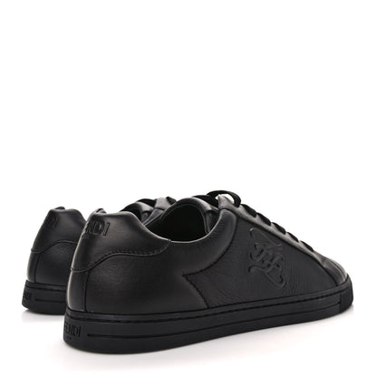 Fendi Vitello Karligraphy Embossed Low Top Sneakers 8 Black 4 of 8