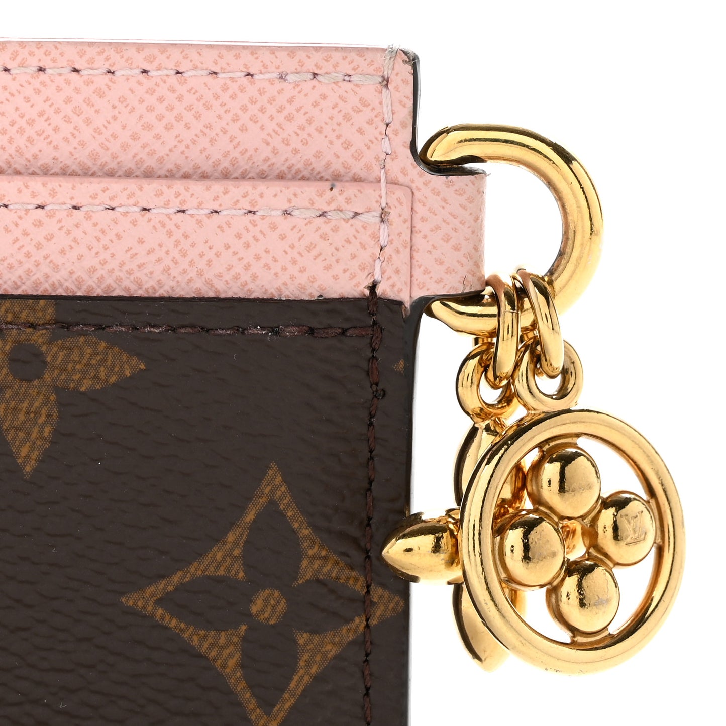 Monogram LV Charms Card Holder Rose Ballerine