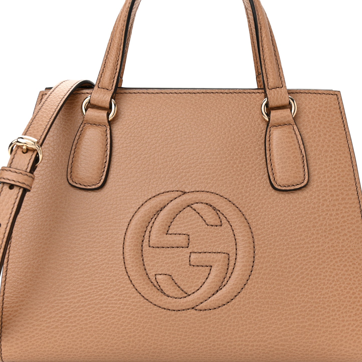 Dollar Calfskin Medium Soho Top Handle Satchel Camelia
