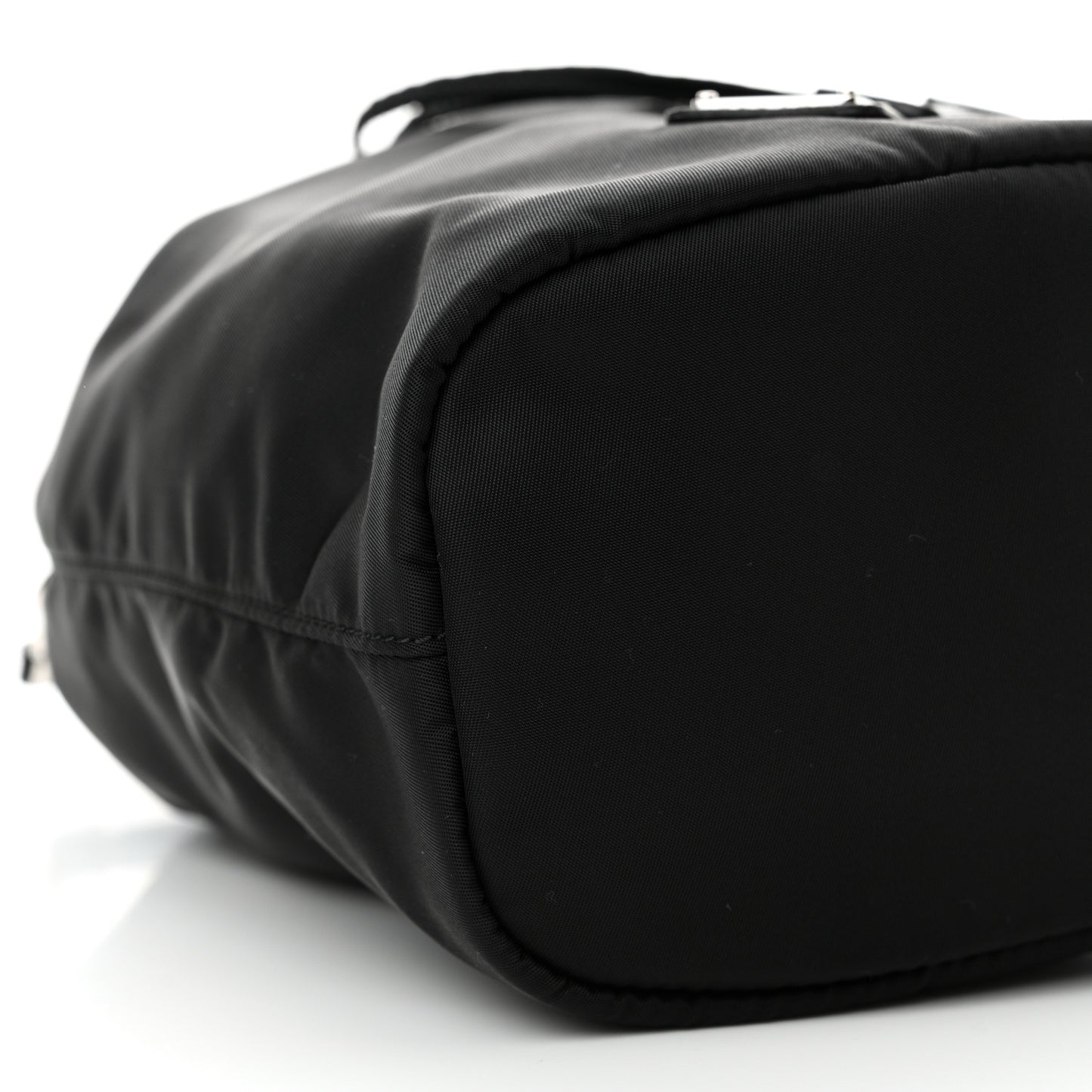 Saffiano Tessuto Nylon Vela Bucket Wristlet Black