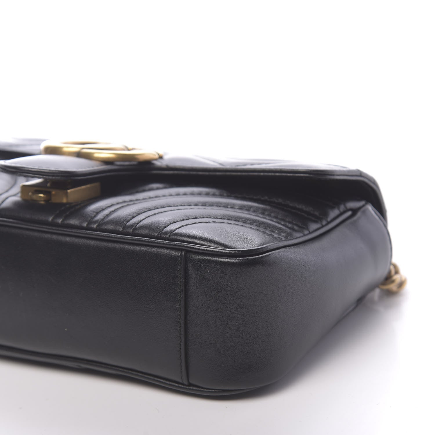 Gucci Calfskin Matelasse Mini GG Marmont Shoulder Bag Black 9 of 10
