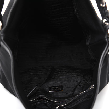 Prada Tessuto Nylon Calfskin Hobo Black 5 of 25