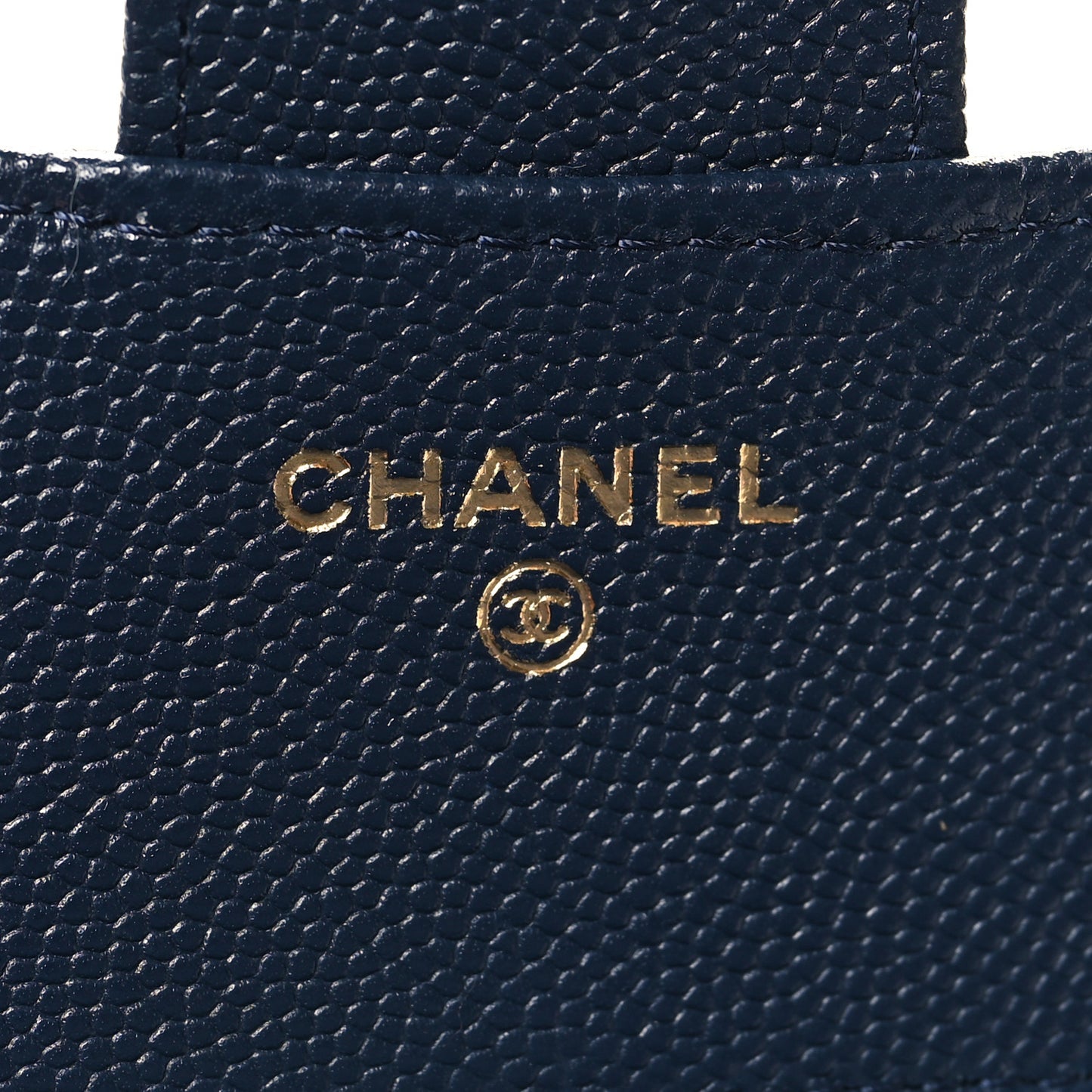 Caviar Quilted Compact Flap Wallet Navy