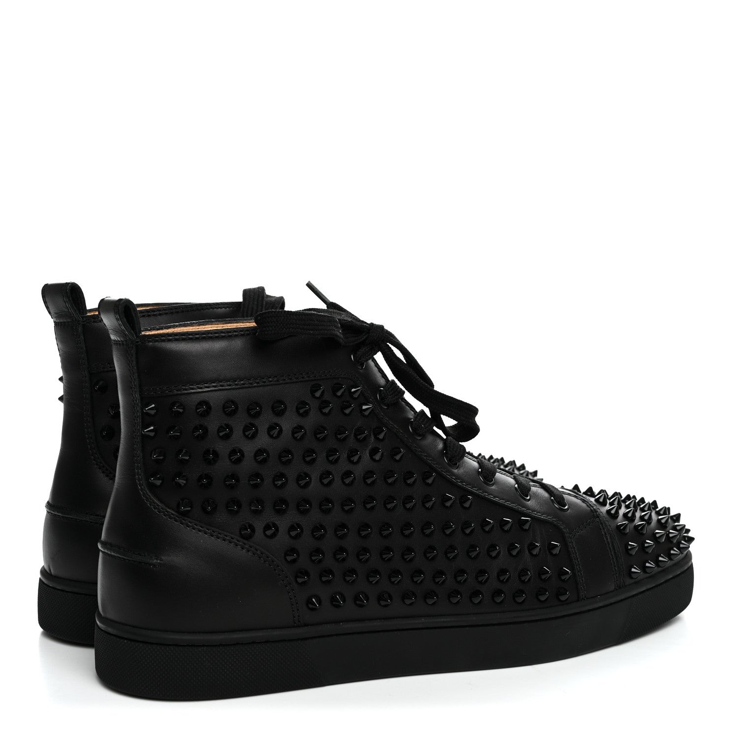 Christian Louboutin Calfskin Mens Louis Spikes Flat Sneakers 43.5 Black 5 of 9