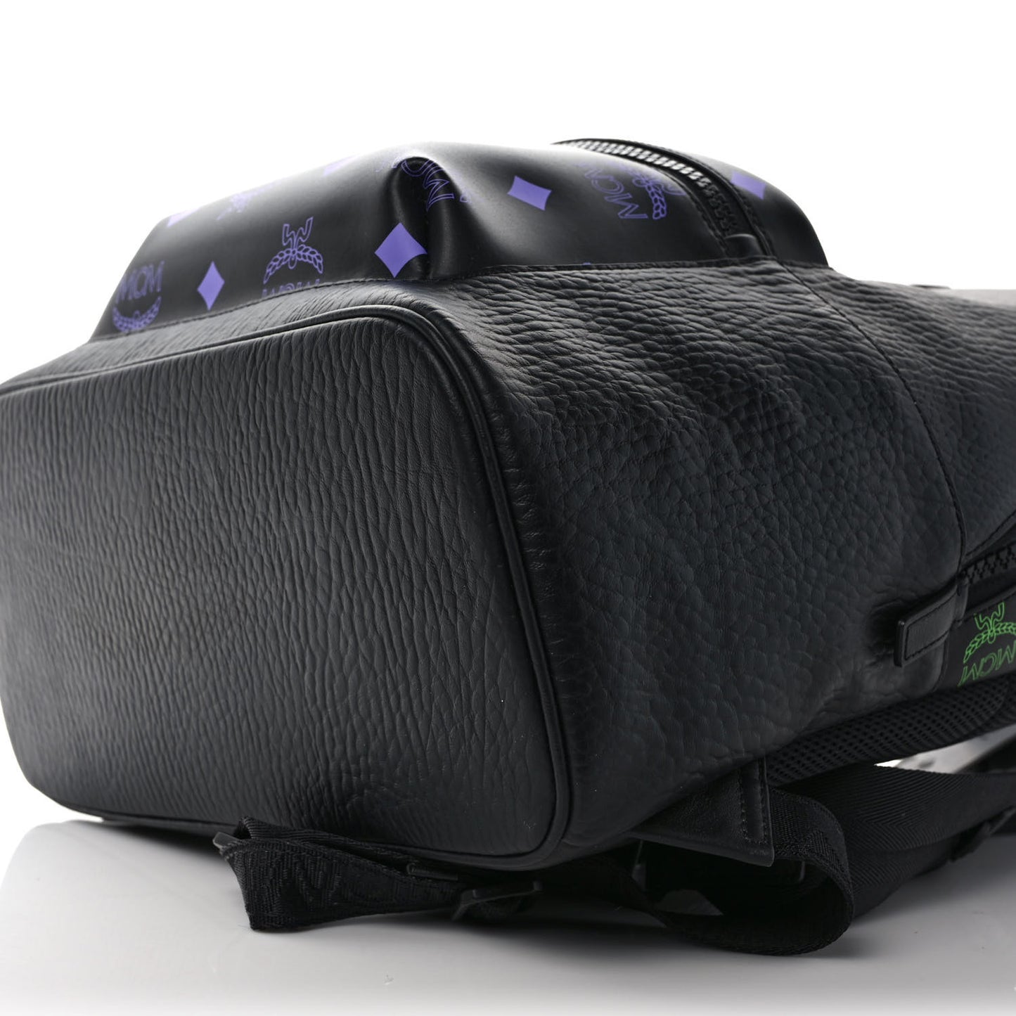 Grained Calfskin Visetos Color Splash Medium Backpack Black Dahlia Purple Summer Green