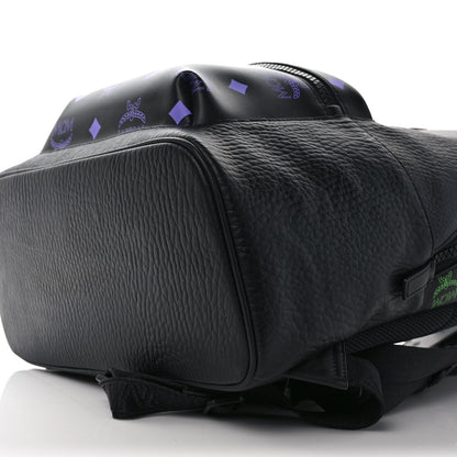 MCM Grained Calfskin Visetos Color Splash Medium Backpack Black Dahlia Purple Summer Green 8 of 8