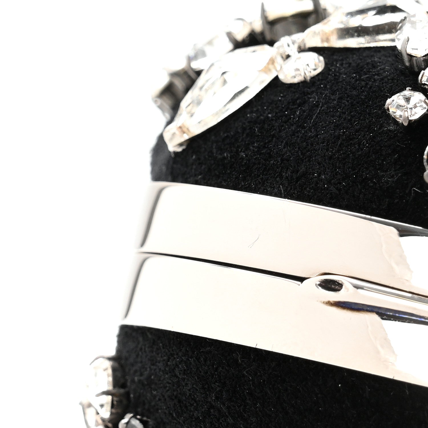 Alexander McQueen Suede Crystal Knuckle Box Clutch Black 8 of 8