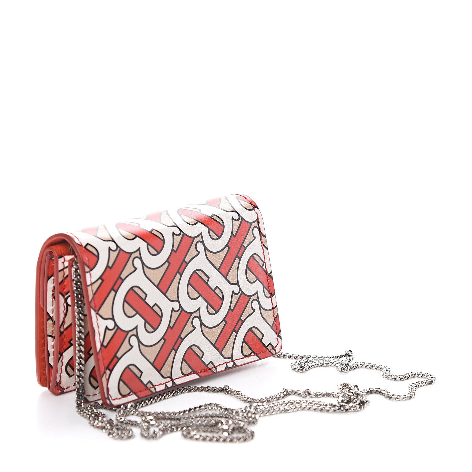 Burberry Calfskin Monogram Jessie Chain Card Case Vermillion 2 of 7