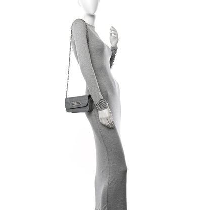 Balenciaga Extra Supple Calfskin Crocodile Embossed Gossip Chain Bag XS Grey 3 of 11