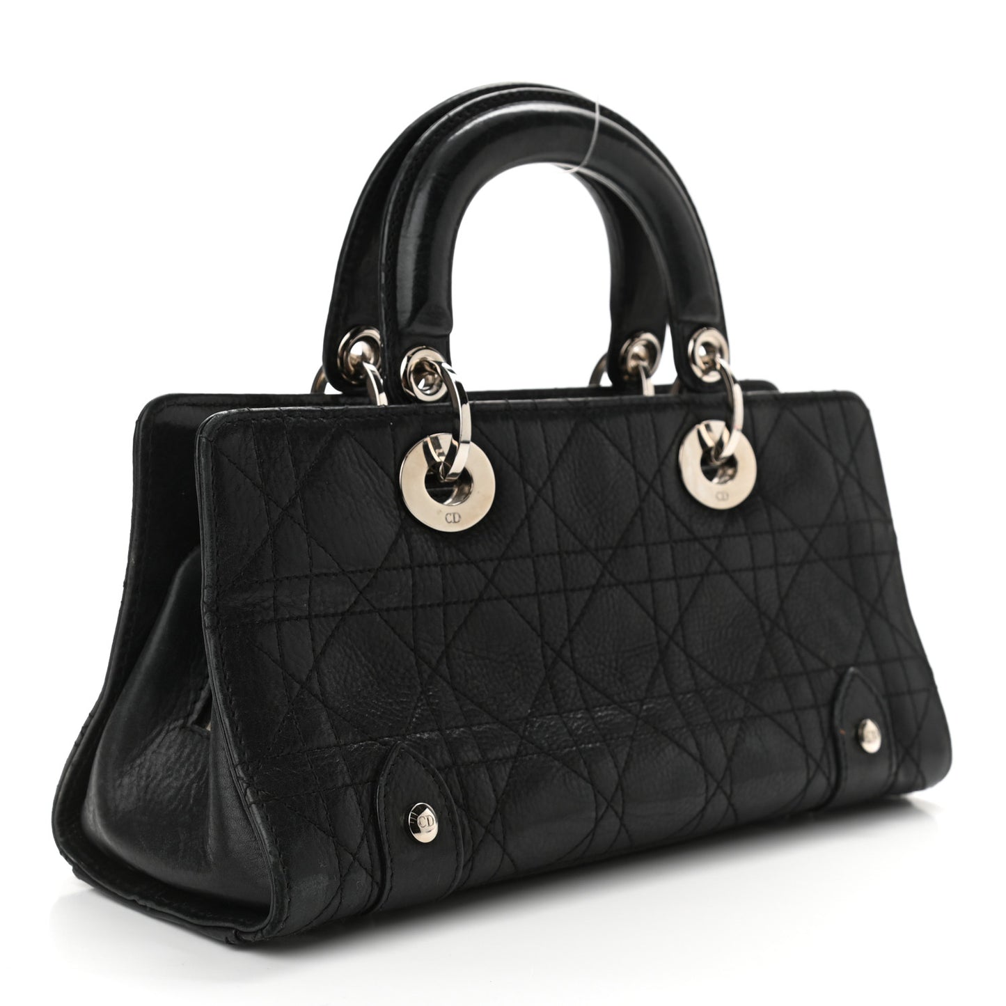 Calfskin Cannage Stitched Small Lady East West Lady Dior Black