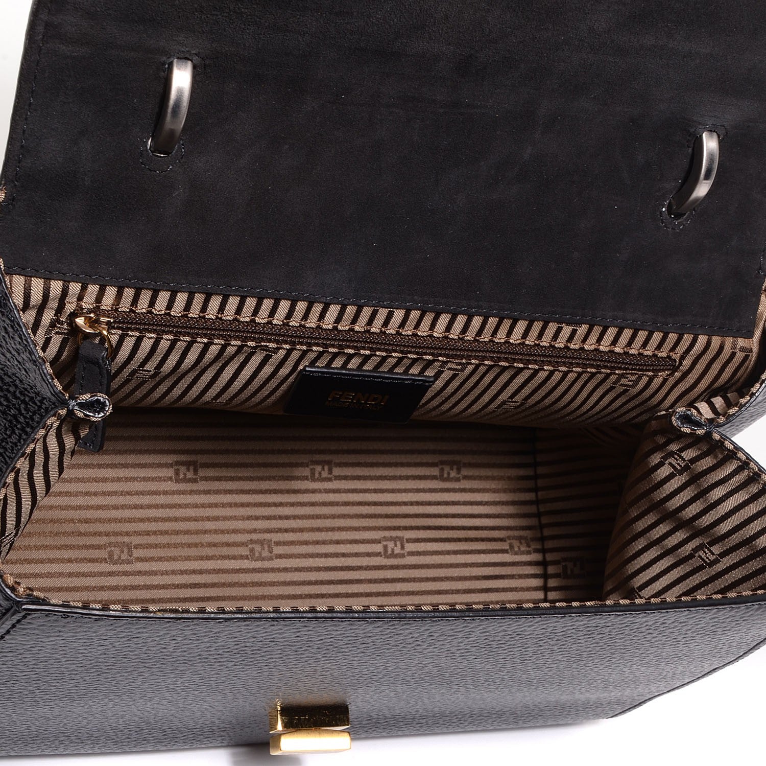 Fendi Glossy Buffalo Stingray Silvana Bag Black 8 of 12