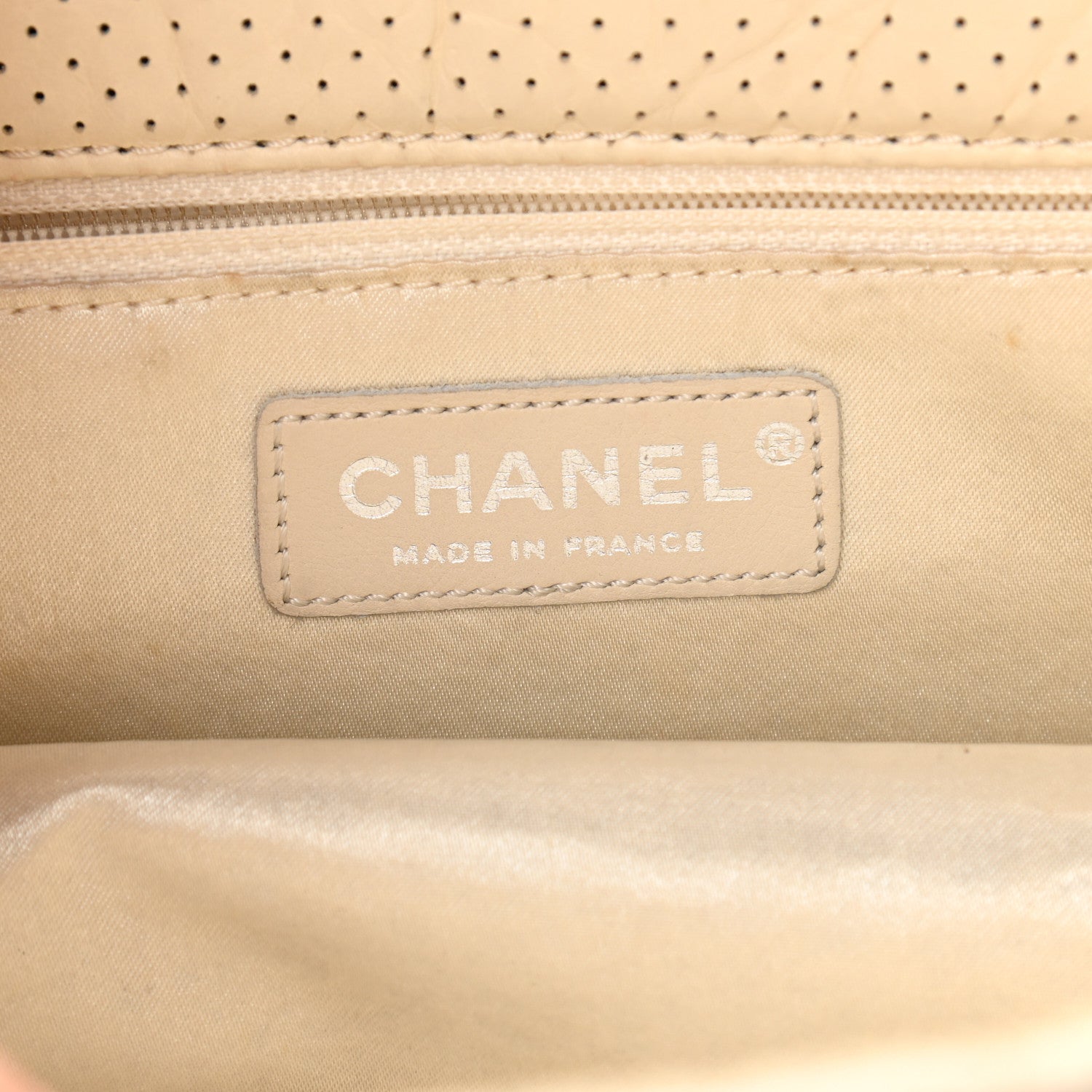 Chanel Calfskin Perforated 50's Satchel Beige 5 of 9