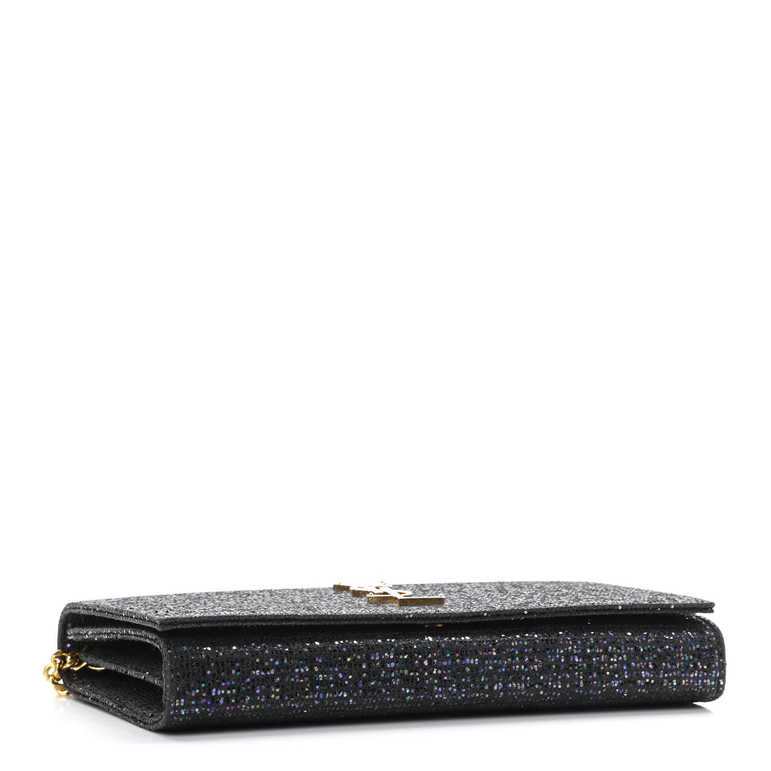 Saint Laurent Glitter Classic Monogram Chain Wallet Black Multicolor 4 of 10