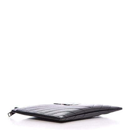Saint Laurent Grain De Poudre Chevron Monogram Bill Pouch Black 4 of 8