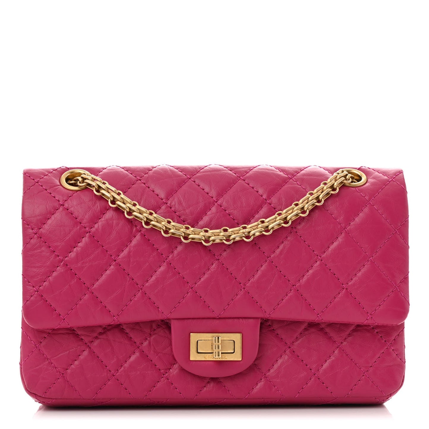 Aged Calfskin Quilted 2.55 Reissue 225 Flap Fuchsia