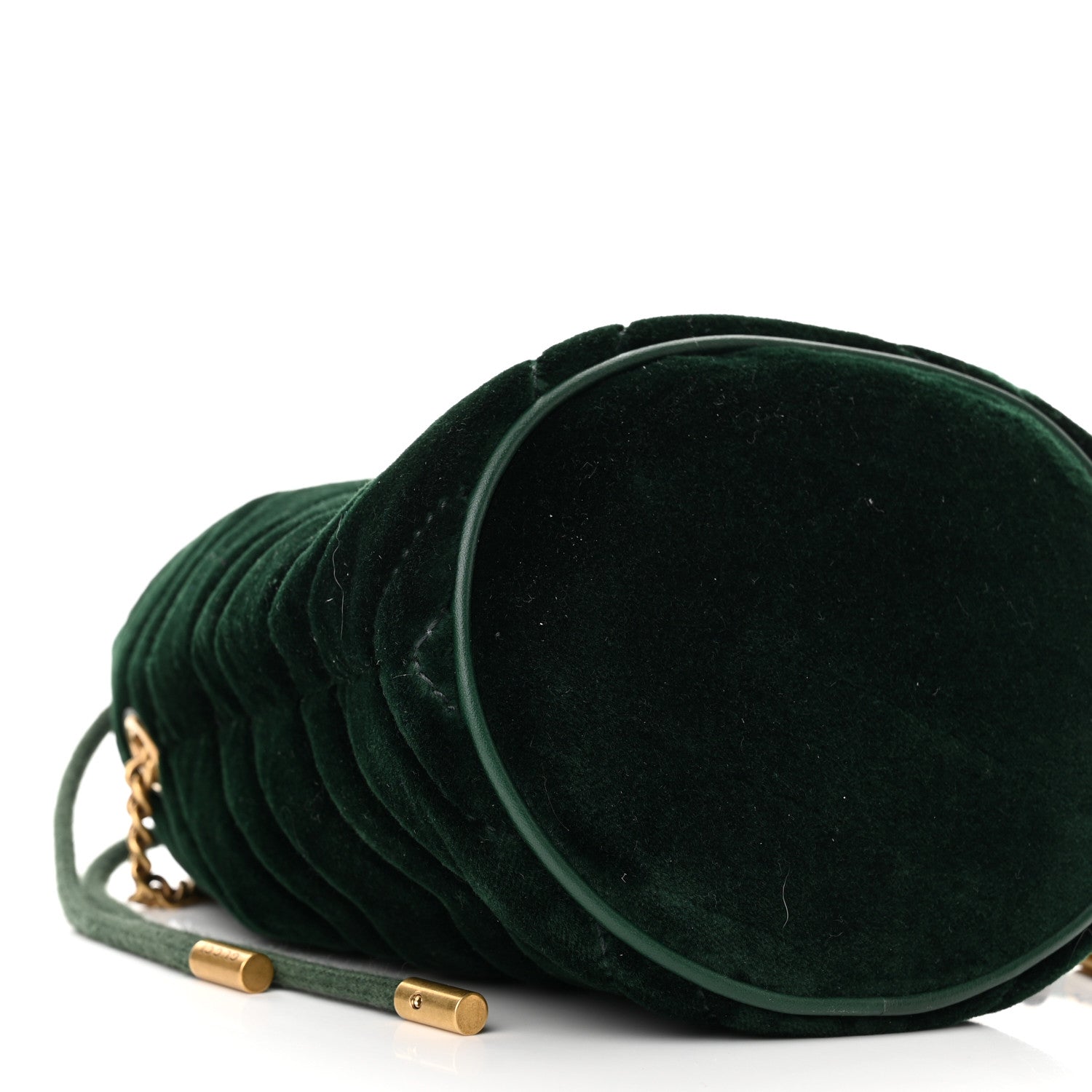 Gucci Velvet Matelasse Mini GG Marmont 2.0 Bucket Bag Dark Green 8 of 9
