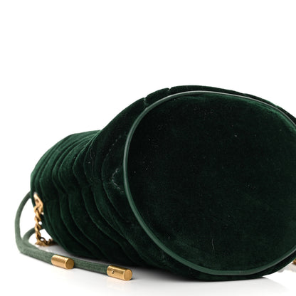 Gucci Velvet Matelasse Mini GG Marmont 2.0 Bucket Bag Dark Green 8 of 9