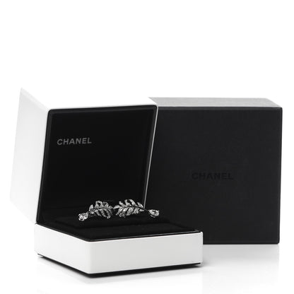 Chanel 18K White Gold Diamond Plume De Chanel Earrings 5 of 5