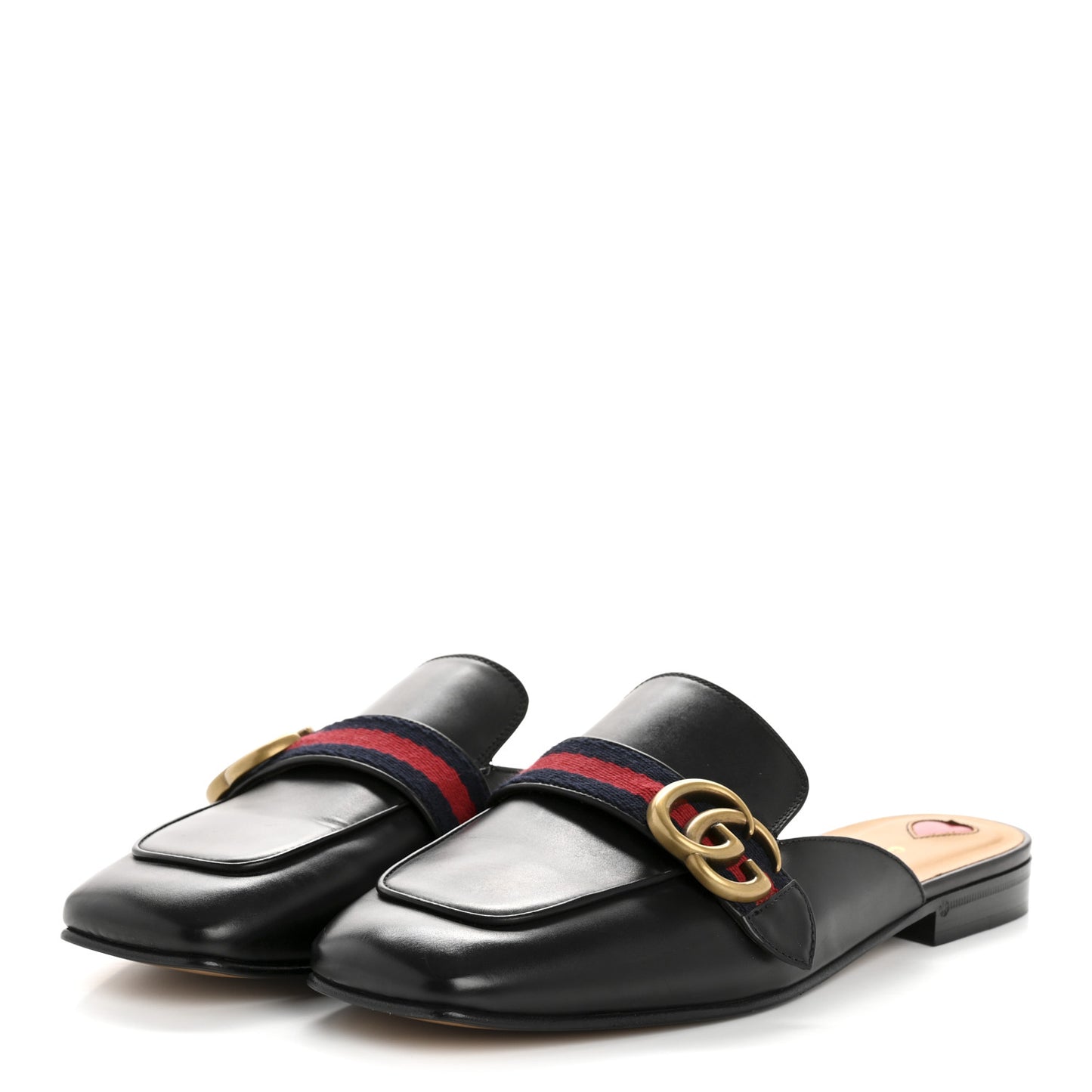 Calfskin Web Womens Peyton GG Slippers 39 Black