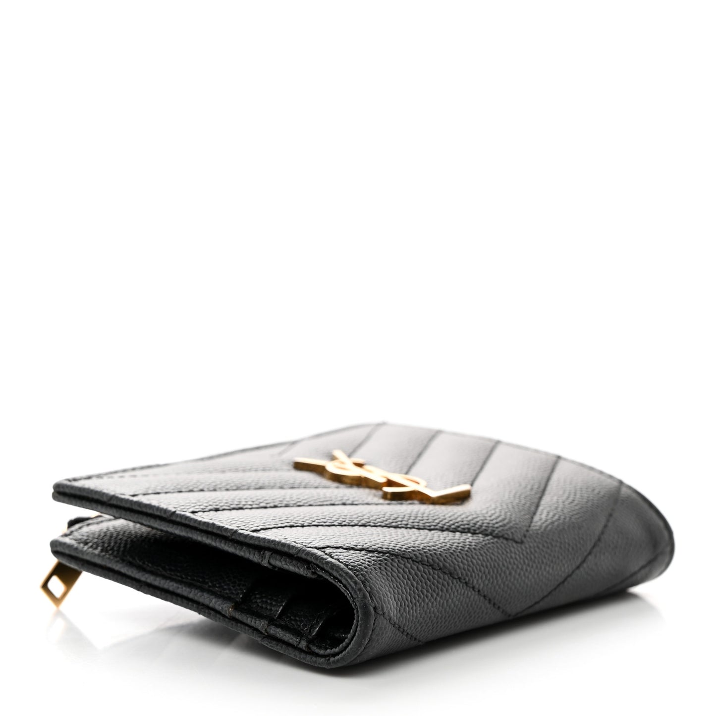 Grain De Poudre Matelasse Chevron Monogram Zipped Card Case Black