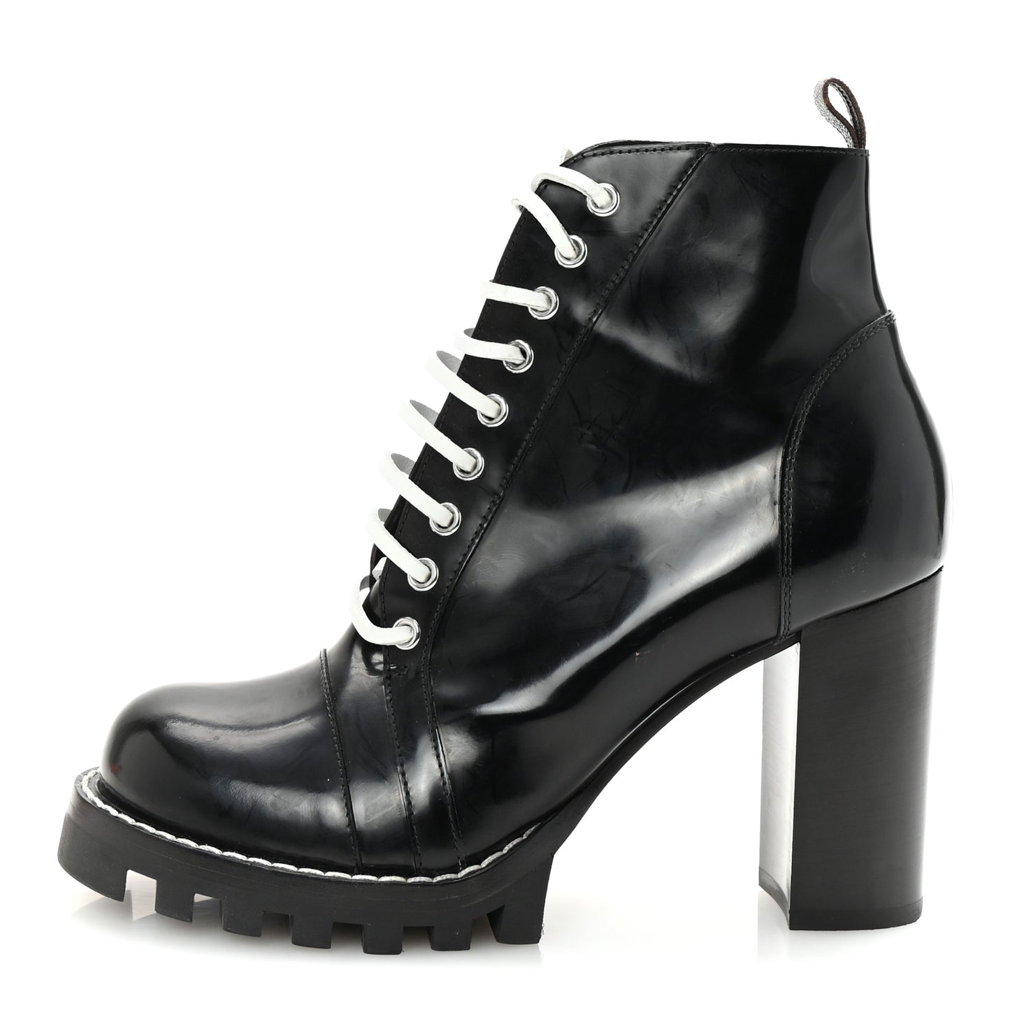 Glazed Calfskin Star Trail Ankle Boots 41 Black