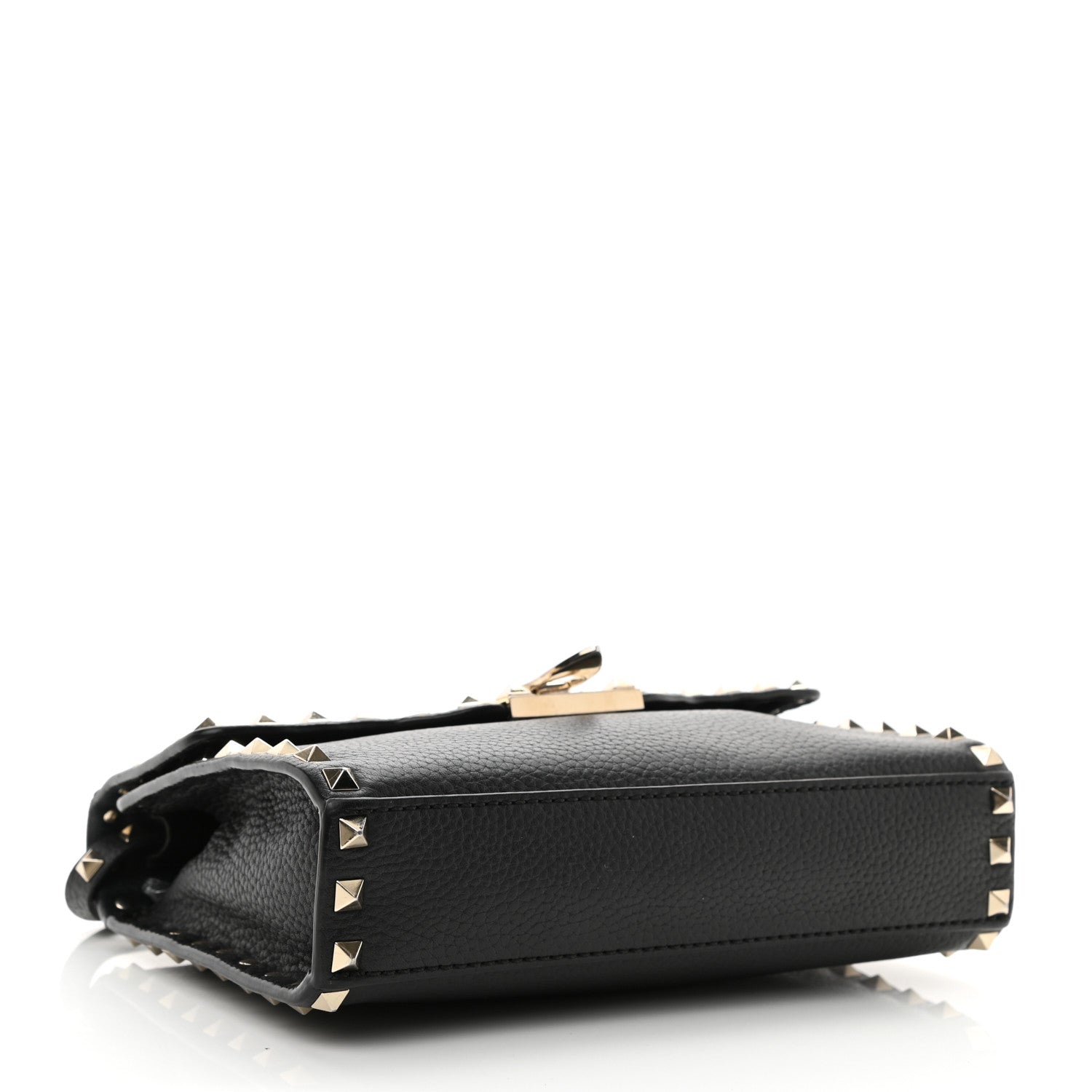 Valentino Garavani Pebbled Calfskin Medium Rockstud Flip Lock Crossbody Bag Black 3 of 11