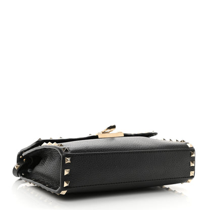 Valentino Garavani Pebbled Calfskin Medium Rockstud Flip Lock Crossbody Bag Black 3 of 11