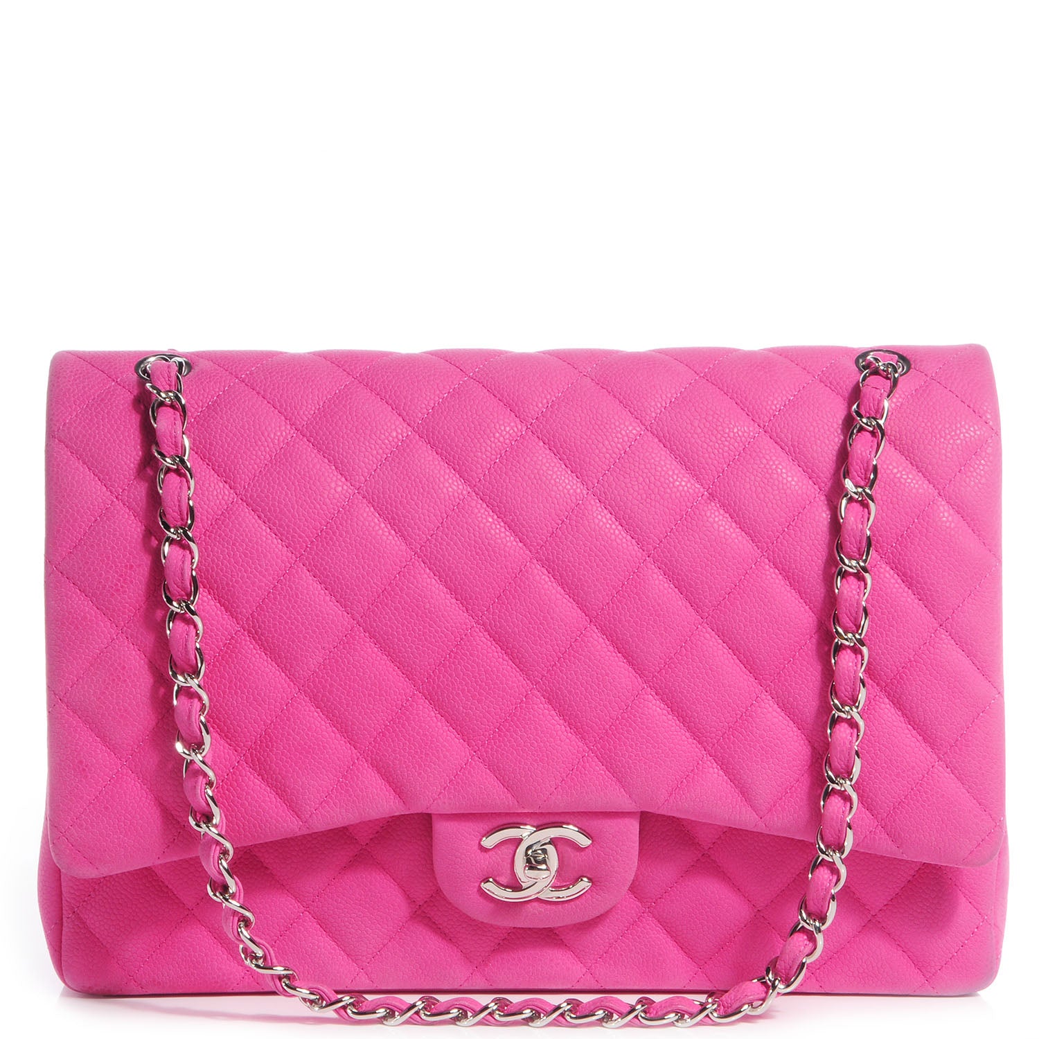 Chanel Iridescent Caviar Maxi Double Flap Hot Pink 1 of 9