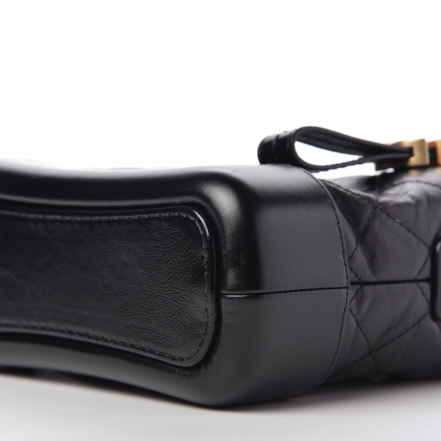 Aged Calfskin Quilted Small Gabrielle Logo Hobo Black
