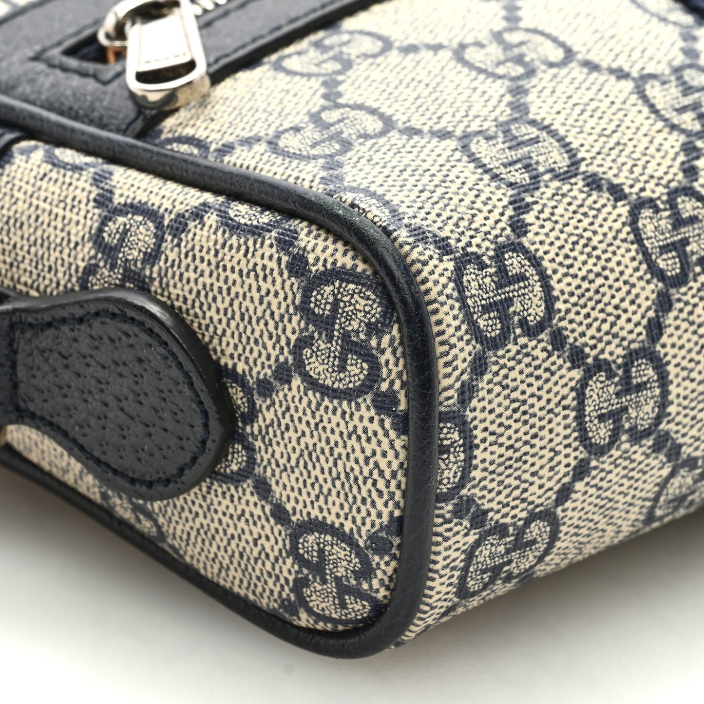 GG Supreme Monogram Textured Dollar Calfskin Web Mini Ophidia Shoulder Bag Beige Blue