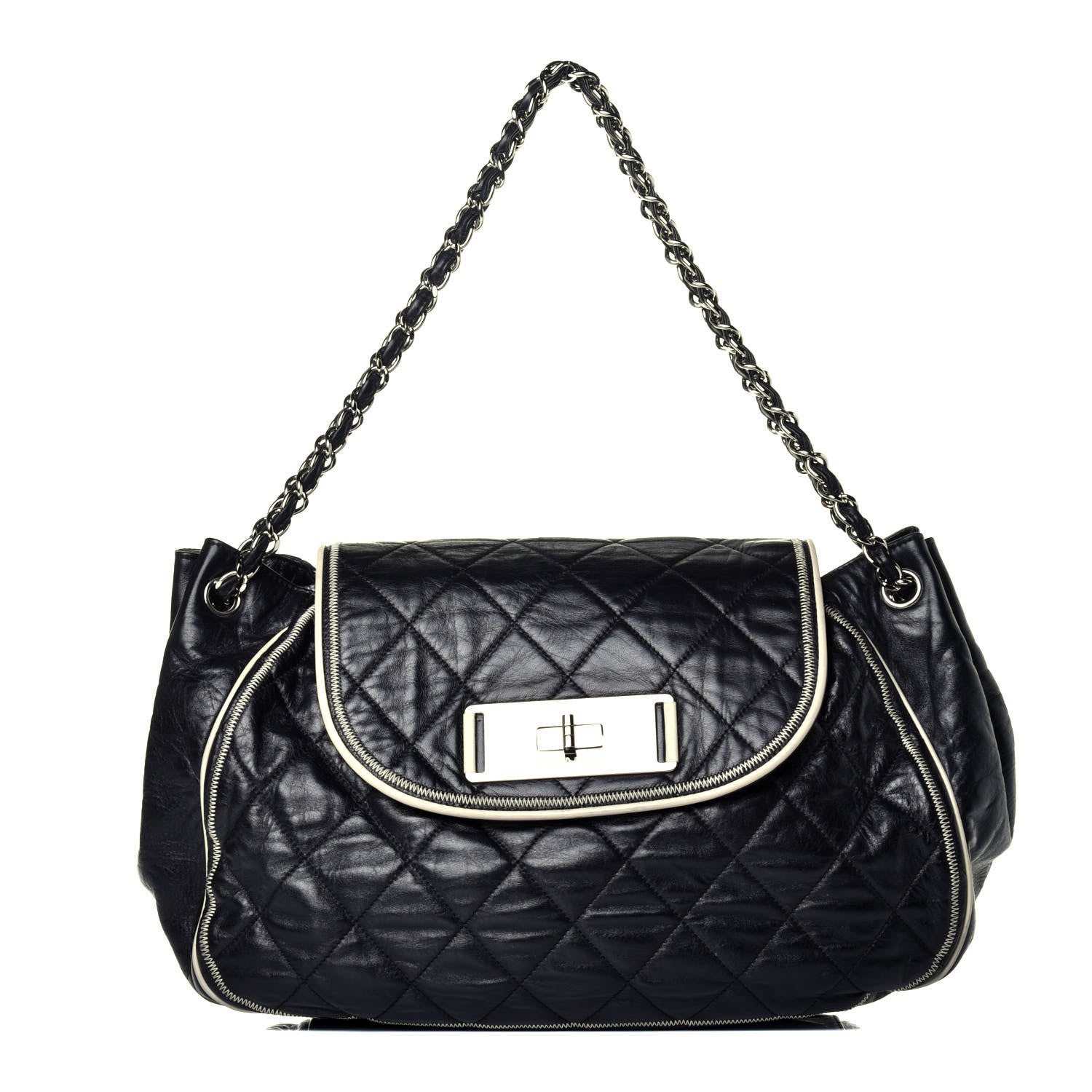 Chanel Lambskin Quilted East West Accordion Flap Black 1 of 10