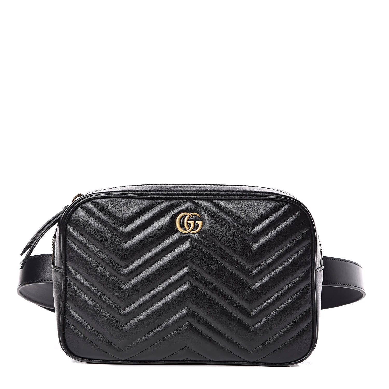 Gucci Calfskin Matelasse Mens GG Marmont Belt Bag 100 40 Black 1 of 11