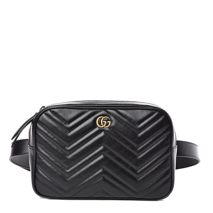Gucci Calfskin Matelasse Mens GG Marmont Belt Bag 100 40 Black 1 of 11