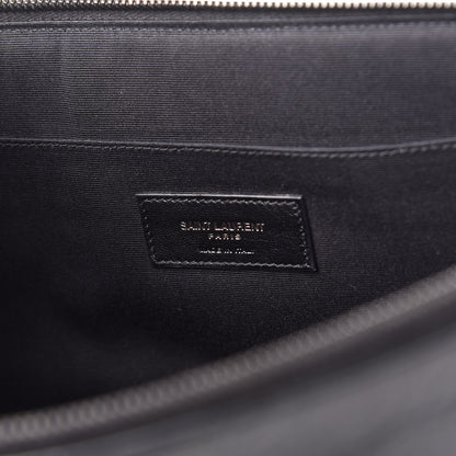 Saint Laurent Calfskin Crocodile Embossed Monogram Document Holder Black 8 of 11