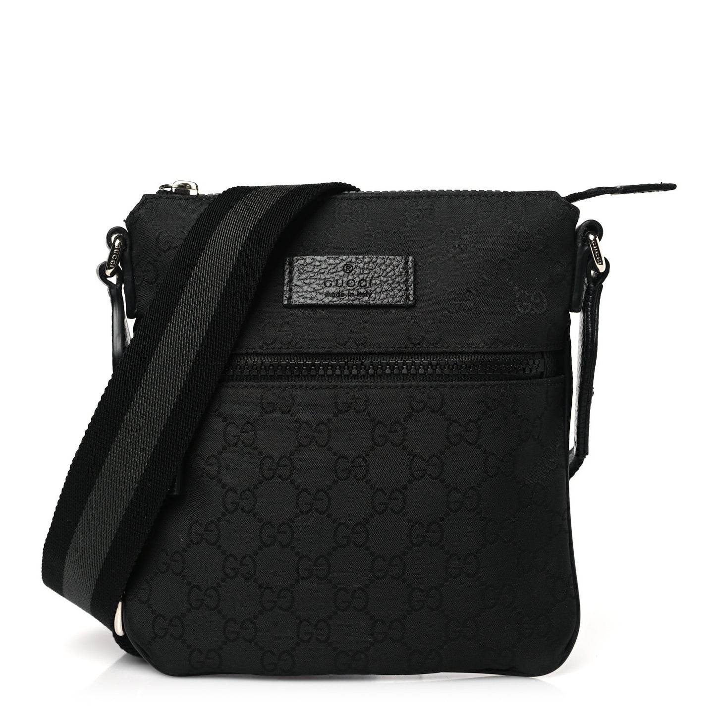 Nylon Monogram Mini Flat Messenger Bag Black