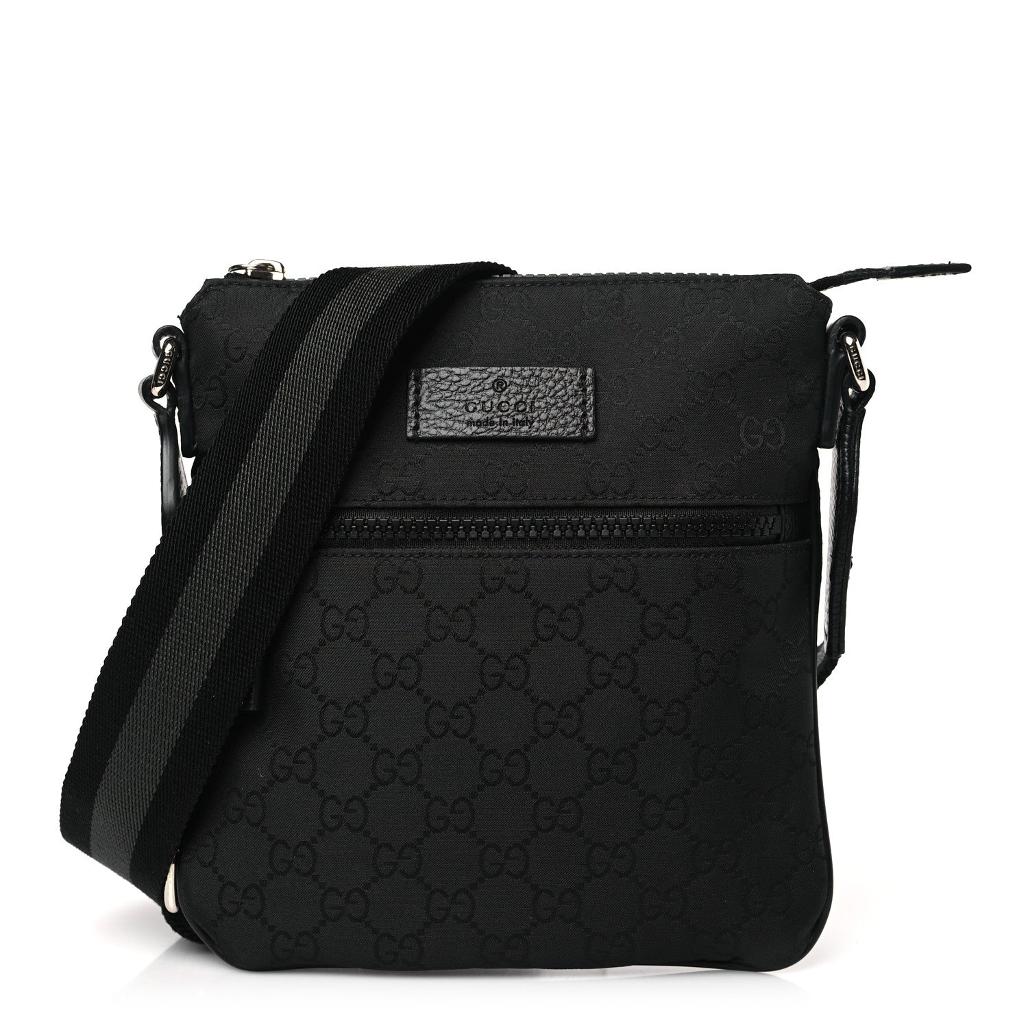 Gucci Nylon Monogram Mini Flat Messenger Bag Black 1 of 9