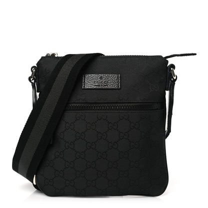 Gucci Nylon Monogram Mini Flat Messenger Bag Black 1 of 9