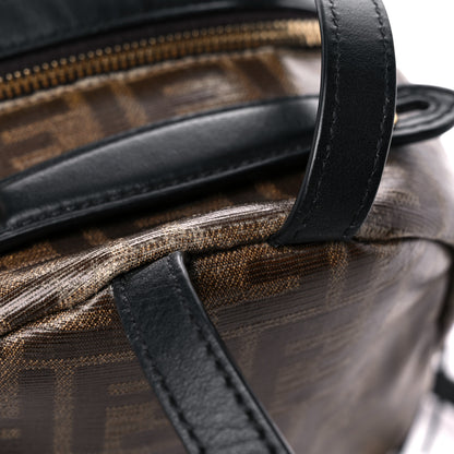 Fendi Glazed Fabric Vitello Century FF 1974 Stamp Patch Mini Backpack Mogano Panna Black 14 of 16