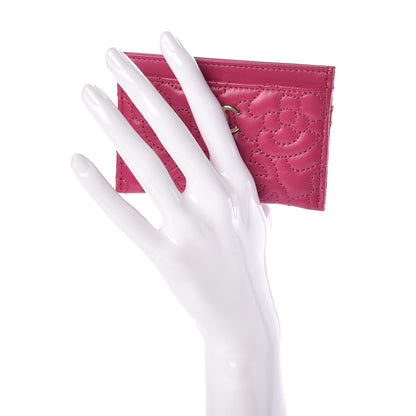 Chanel Lambskin Camellia Embossed Card Holder Fuchsia 2 of 10