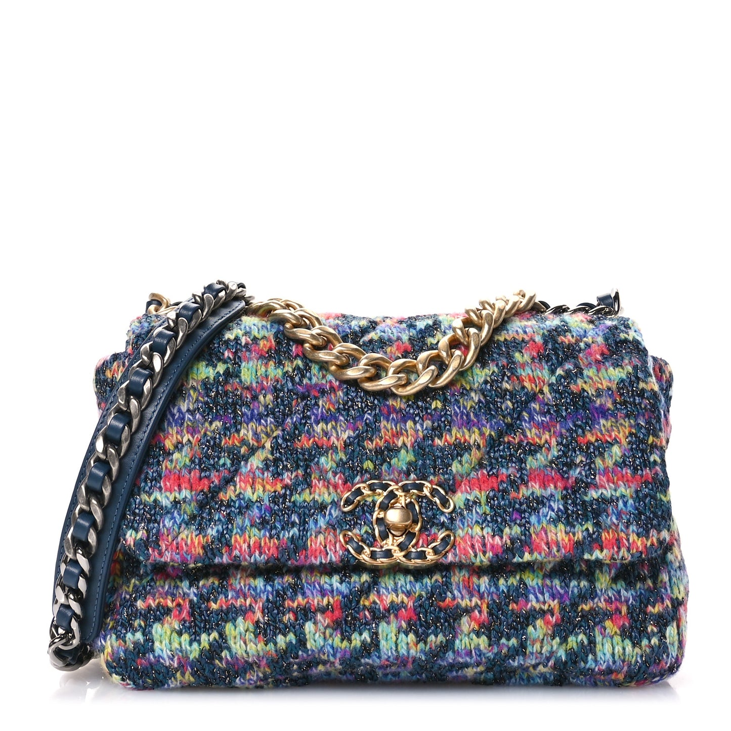 Tweed Quilted Medium Chanel 19 Flap Dark Multicolor