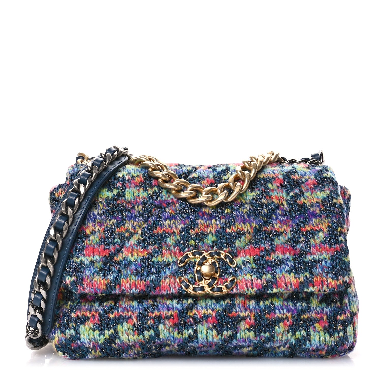 Chanel Tweed Quilted Medium Chanel 19 Flap Dark Multicolor 1 of 11