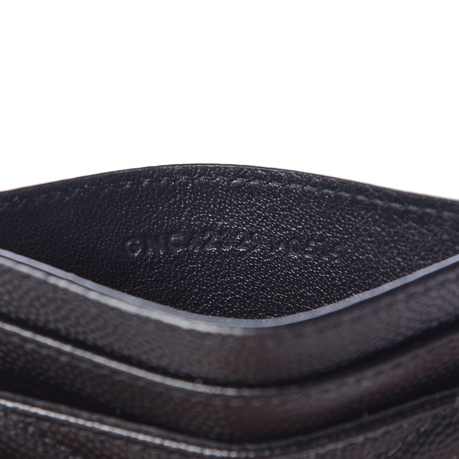 Saint Laurent Grain De Poudre Matelasse Chevron Monogram Credit Card Case Black 7 of 8